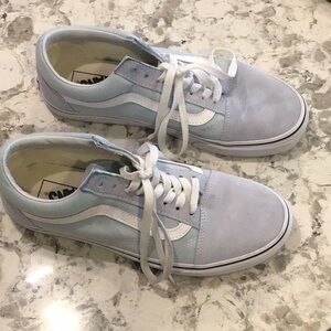Vans Blue and White Old Skool Sneakers Canvas Suede